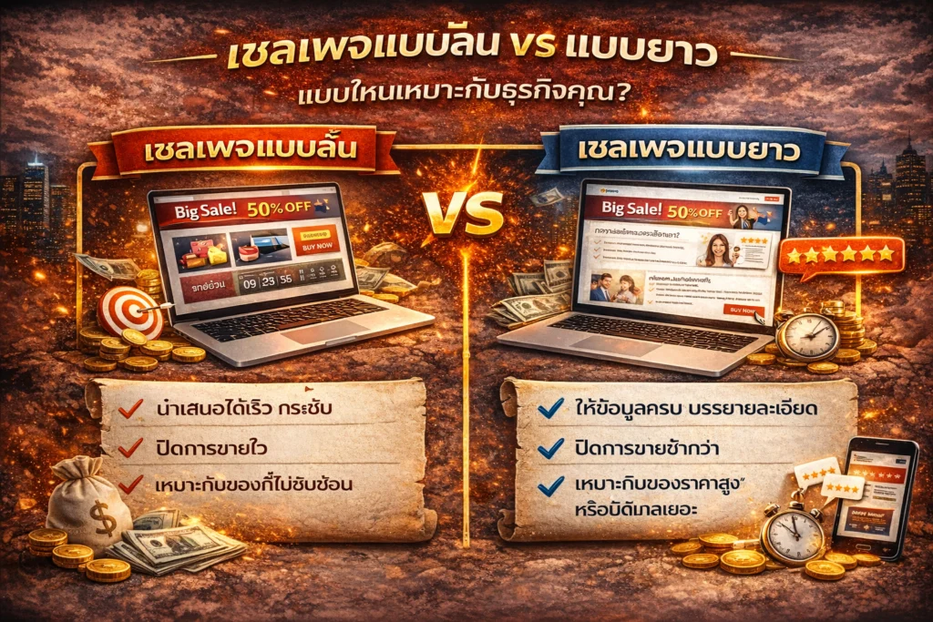 เซลเพจแบบสั้น vs แบบยาว